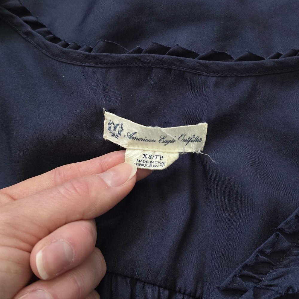 Women's American Eagle Outfitters Navy Ruffle Mini Dress - xs - Picture 9 of 9